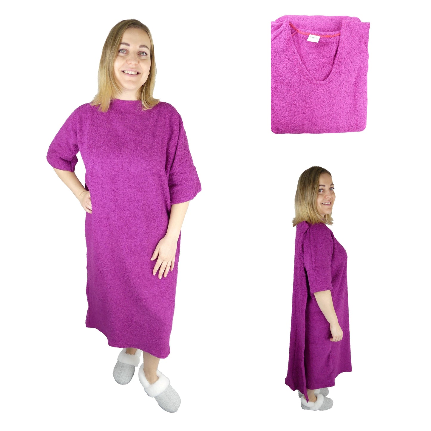 Unisex Adaptive Clothing: Complete Open Back Dri-Me Towelling Shower Robe - M176