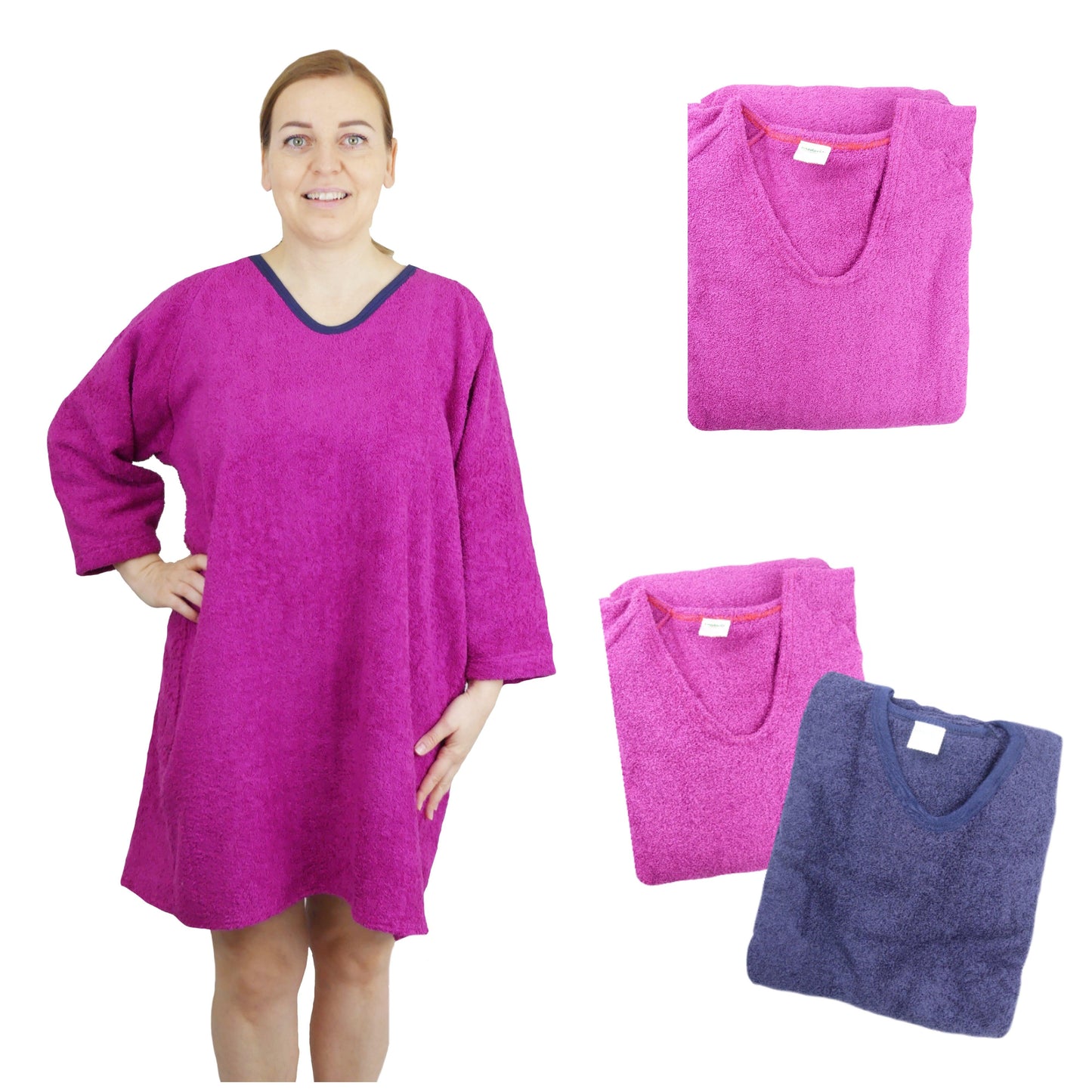 Unisex Adaptive Clothing: Over-The-Head Dri-Me Towelling Shower Robe - M145