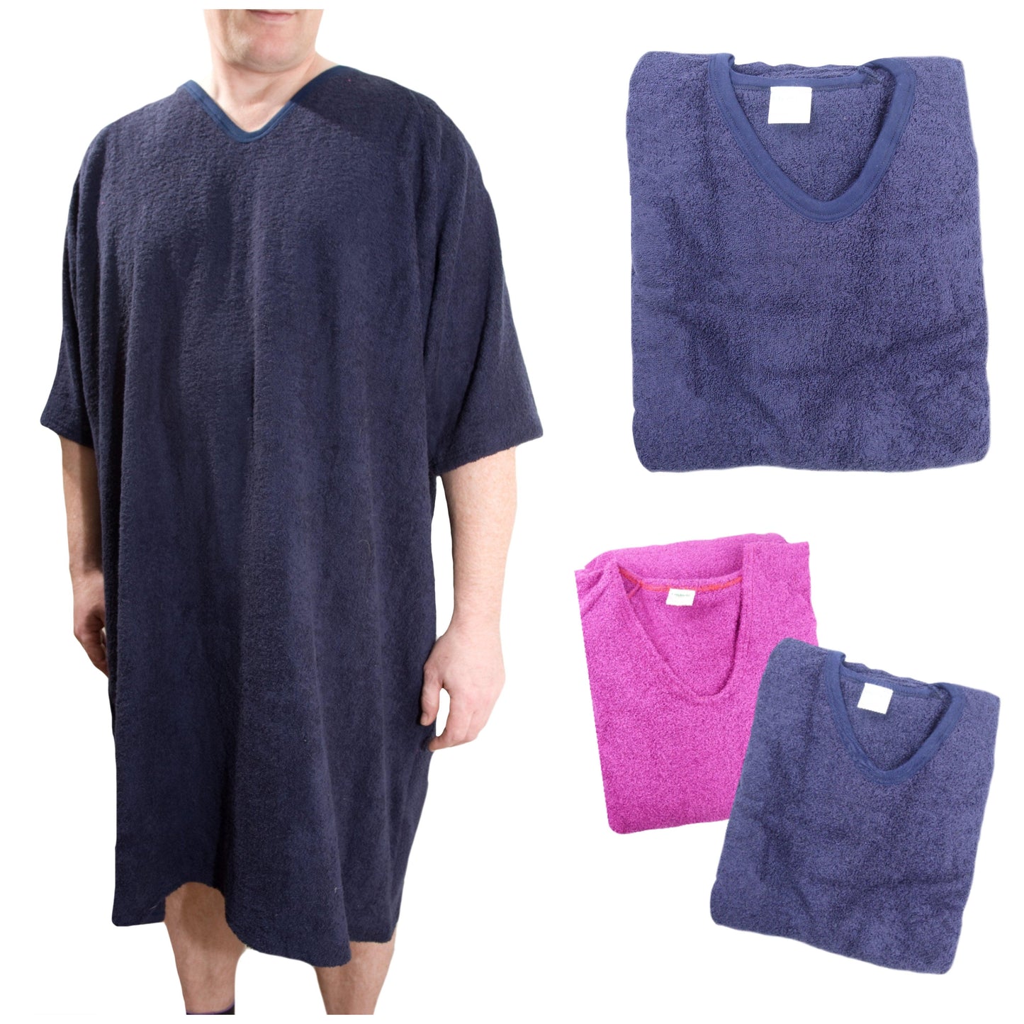 Unisex Adaptive Clothing: Complete Open Back Dri-Me Towelling Shower Robe - M176