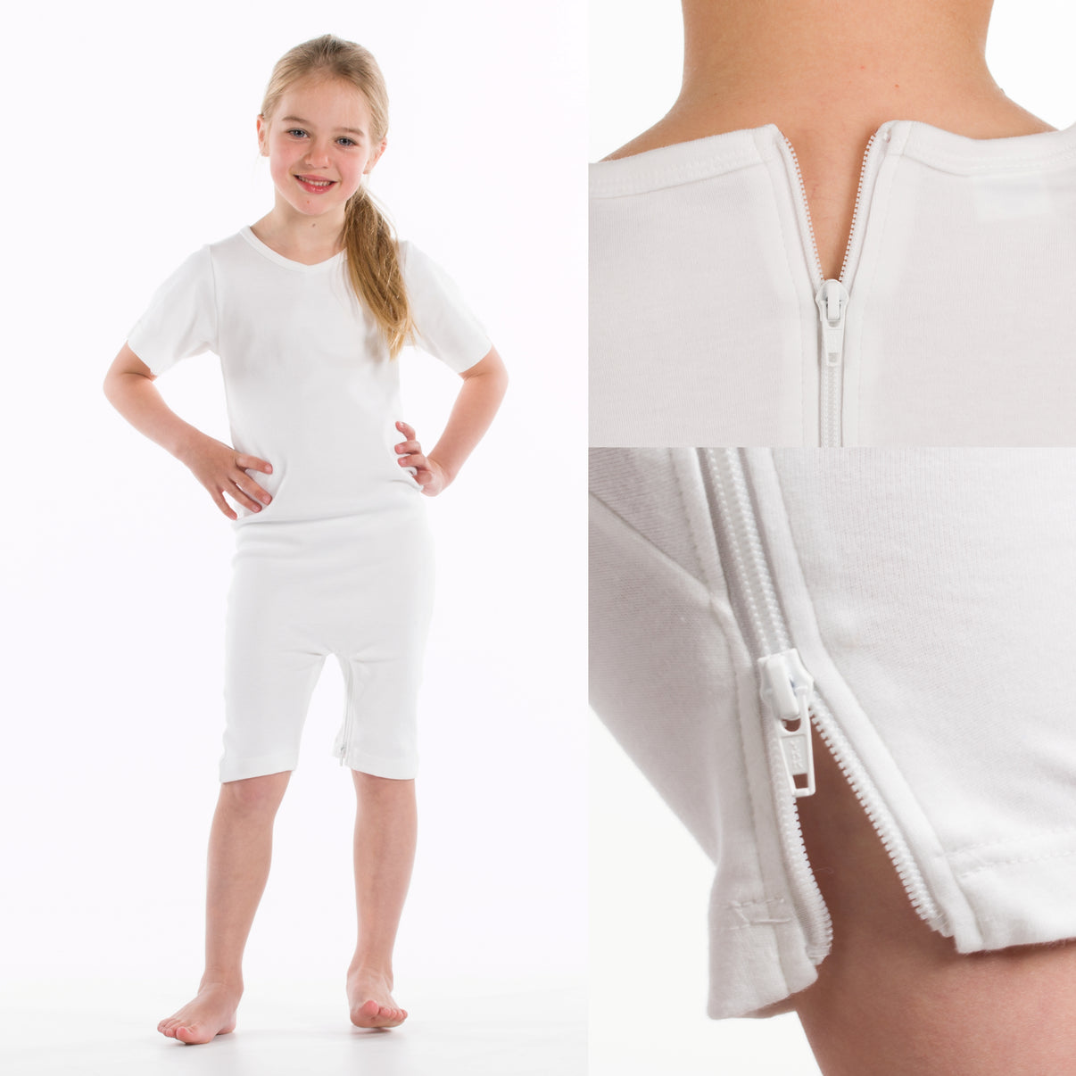 Adaptive Children's Bodysuit- Short Sleeves and Legs/Back and Crotch ...